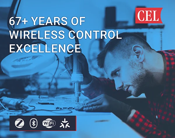 Technician working on wireless electronics — CEL, 67+ years of wireless control excellence